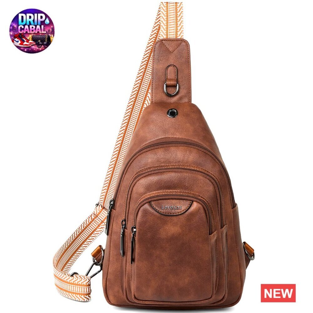 Faux Leather Crossbody Sling Bag Anti-Theft Fanny Pack Waist Bag